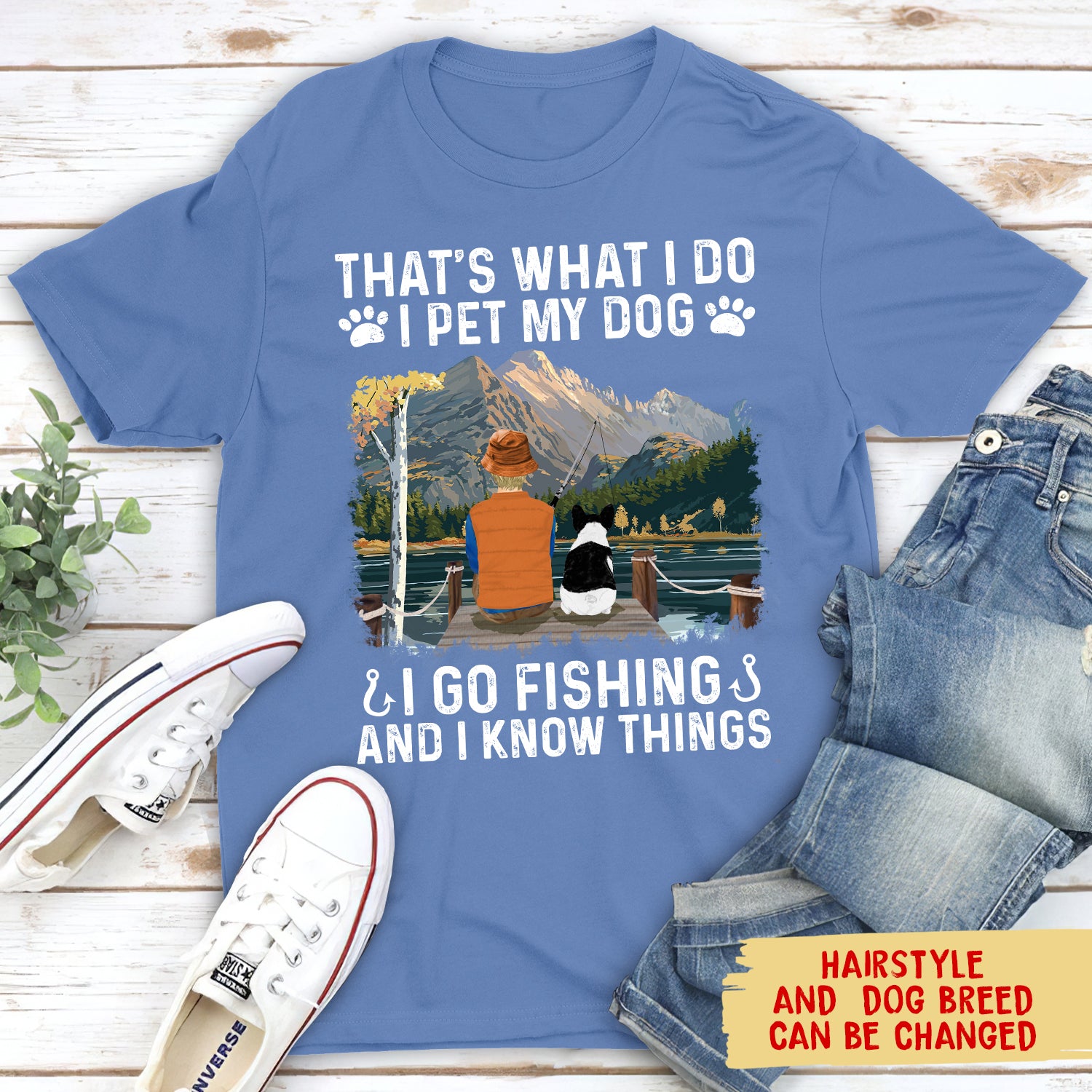Personalized Custom Unisex 'I Go Fishing And Pet My Dog' T-shirt for Pet Lovers