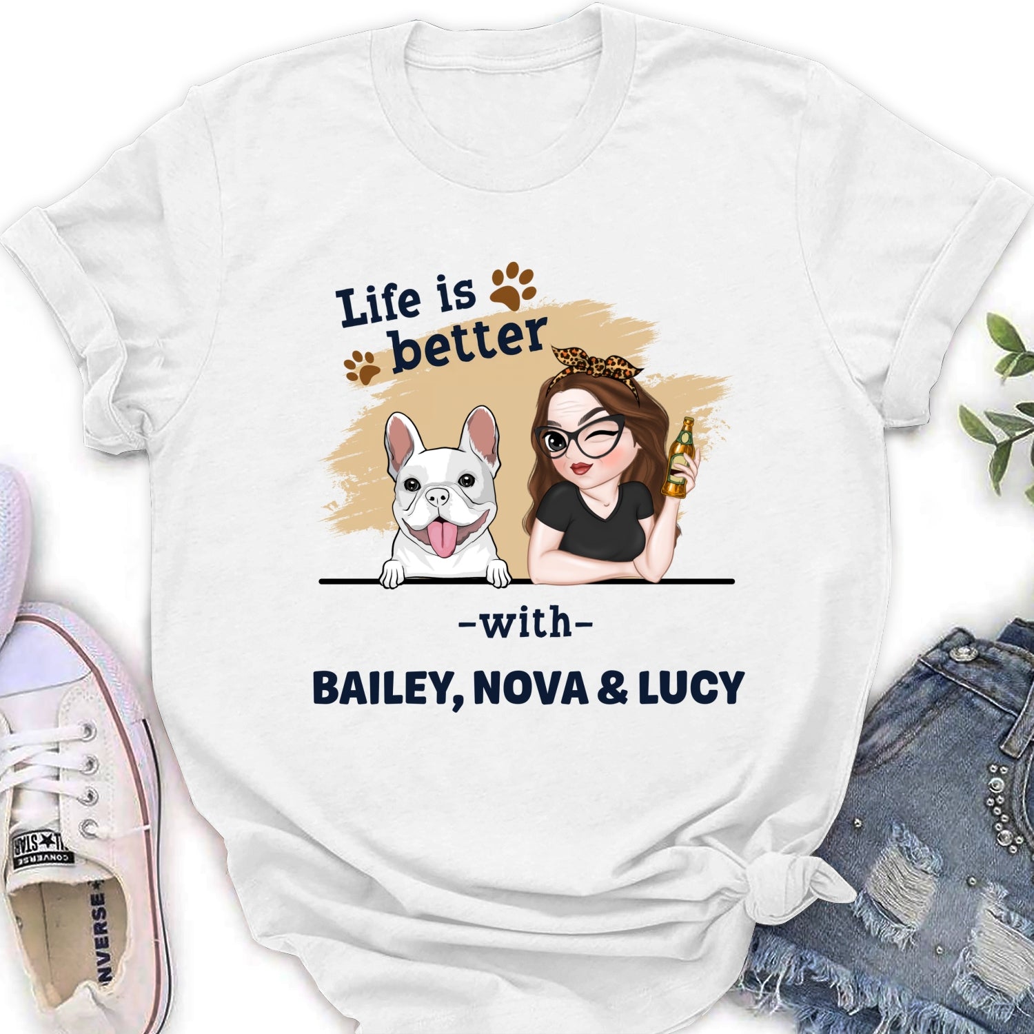 Customizable 'Better Dog Mom' Women's Personalized T - shirt