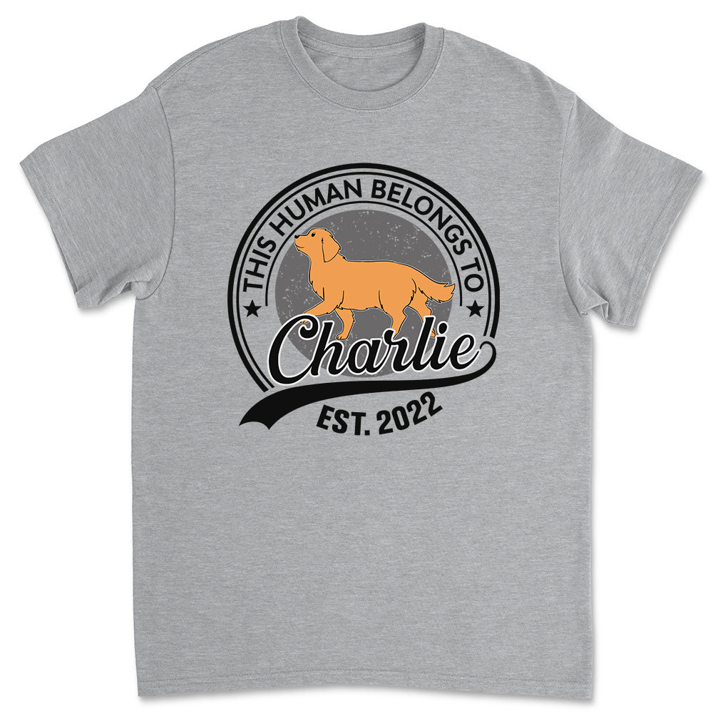 Personalized Custom Unisex 'Human Belongs To Dog' Light Version T-shirt for Pet Lovers