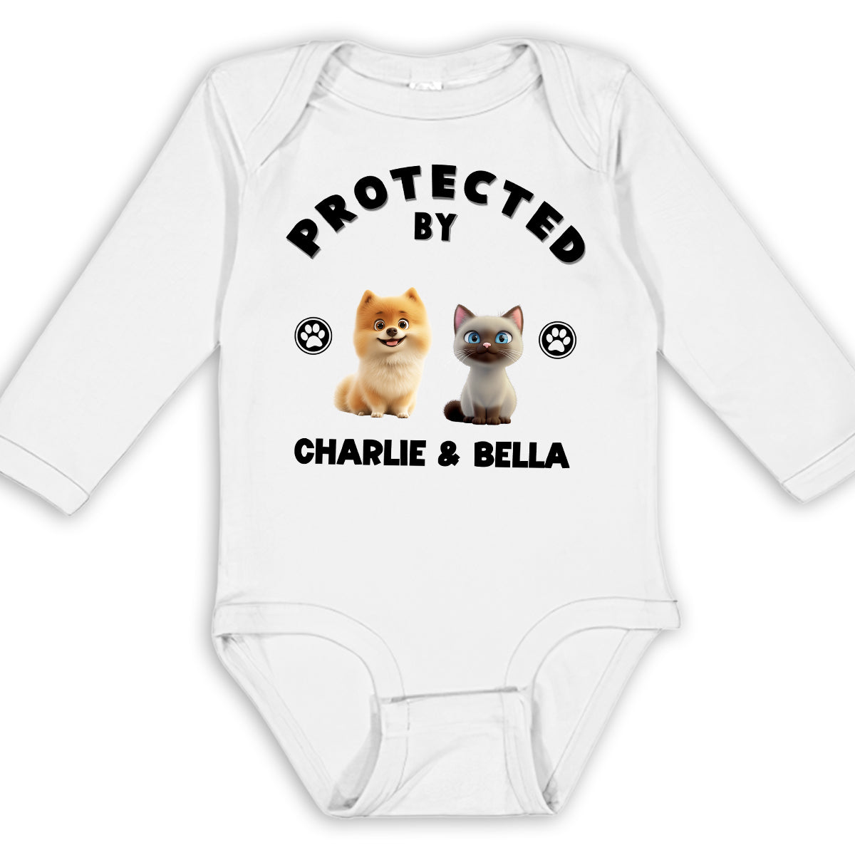 Personalized Long Sleeve Baby Onesie: Humans Protected By Pets