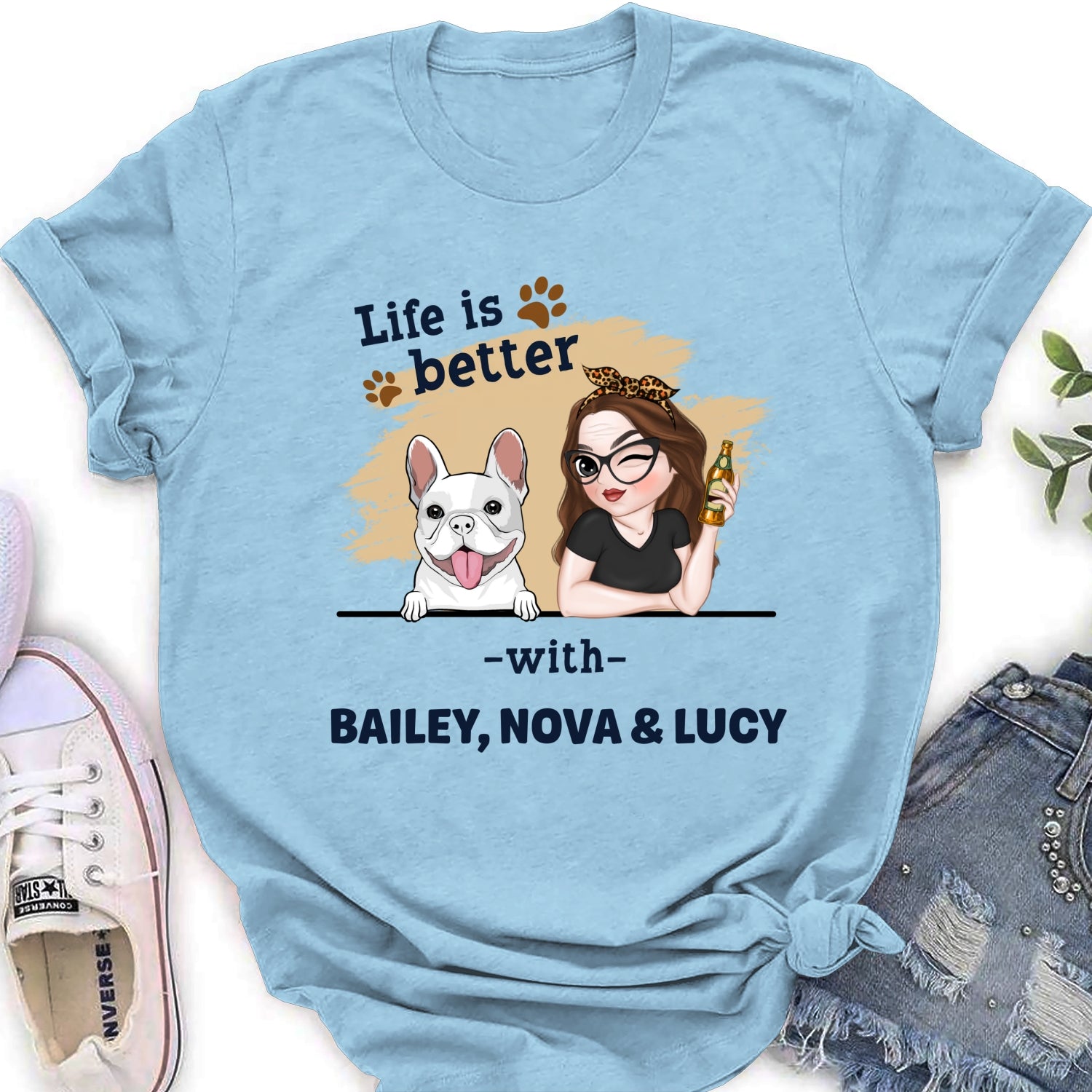 Customizable 'Better Dog Mom' Women's Personalized T - shirt