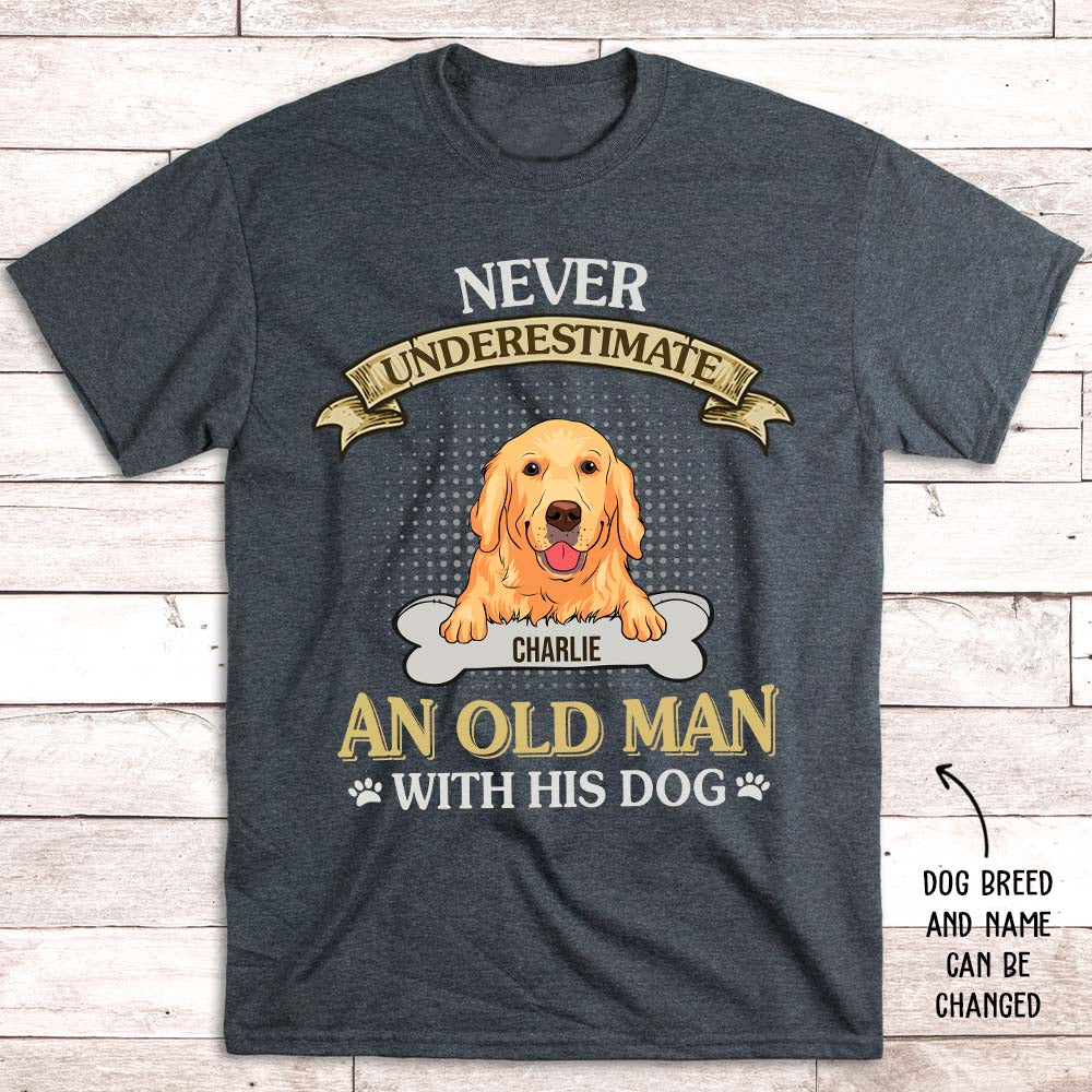 Personalized Custom Unisex T-shirt: An Old Man With His Dog - Ideal for Pet Lovers